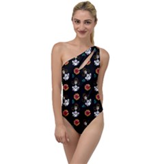 Girl With Dress Black To One Side Swimsuit by snowwhitegirl