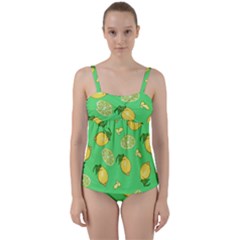 Lemons And Limes Twist Front Tankini Set