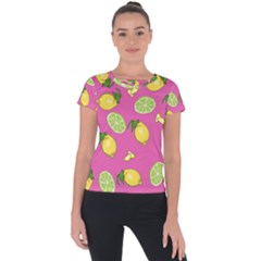 Lemons And Limes Pink Short Sleeve Sports Top 