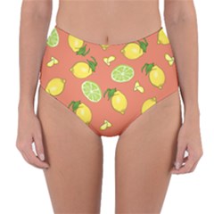 Lemons And Limes Peach Reversible High-waist Bikini Bottoms by snowwhitegirl