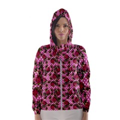 Lazy Cat Floral Pattern Pink Polka Hooded Windbreaker (women)