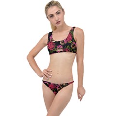 Lazy Cat Floral Pattern Black The Little Details Bikini Set by snowwhitegirl