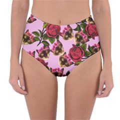 Lazy Cat Floral Pattern Pink Reversible High-waist Bikini Bottoms