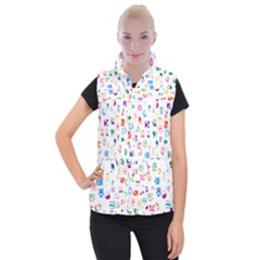 Colorful Abstract Symbols Women s Button Up Vest by FunnyCow