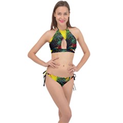 Yellow Chik 2 Cross Front Halter Bikini Set by bestdesignintheworld