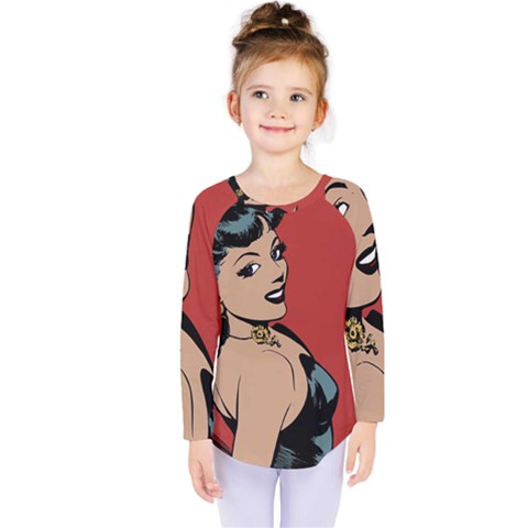 Comic Girl Kids  Long Sleeve Tee by vintage2030