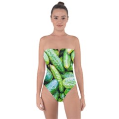Pile Of Green Cucumbers Tie Back One Piece Swimsuit by FunnyCow
