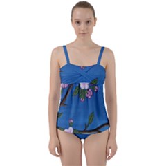 Cherry Blossoms Twist Front Tankini Set by lwdstudio