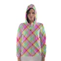 Pastel Rainbow Tablecloth Diagonal Check Hooded Windbreaker (Women) View1