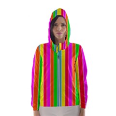 Neon Hawaiian Rainbow Deck Chair Stripes Hooded Windbreaker (women) by PodArtist