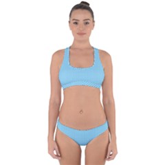 Oktoberfest Bavarian Blue Mini Houndstooth Check Cross Back Hipster Bikini Set by PodArtist