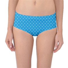 Mini White Polkadots On Oktoberfest Bavarian Blue Mid-waist Bikini Bottoms by PodArtist