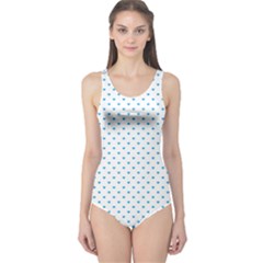 Oktoberfest Bavarian Blue Mini Love Hearts On White One Piece Swimsuit by PodArtist