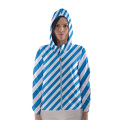 Oktoberfest Bavarian Blue And White Candy Cane Stripes Hooded Windbreaker (women) by PodArtist