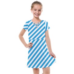 Oktoberfest Bavarian Blue And White Candy Cane Stripes Kids  Cross Web Dress by PodArtist