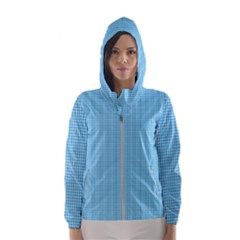 Oktoberfest Bavarian Blue And White Small Gingham Check Hooded Windbreaker (women) by PodArtist