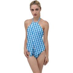 Oktoberfest Bavarian Blue And White Large Gingham Check Go With The Flow One Piece Swimsuit by PodArtist