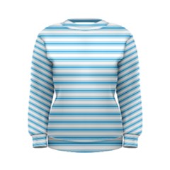 Oktoberfest Bavarian Blue And White Large Mattress Ticking Stripes Women s Sweatshirt by PodArtist