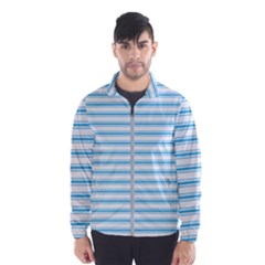 Oktoberfest Bavarian Blue And White Large Mattress Ticking Stripes Windbreaker (men) by PodArtist