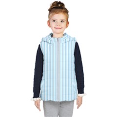 Oktoberfest Bavarian Blue And White Mattress Ticking Kid s Hooded Puffer Vest by PodArtist