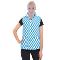 Oktoberfest Bavarian Large Blue And White Checkerboard Women s Button Up Vest by PodArtist