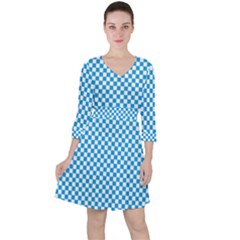 Oktoberfest Bavarian Blue And White Checkerboard Ruffle Dress by PodArtist