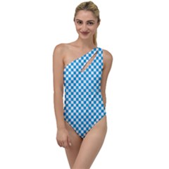 Oktoberfest Bavarian Blue And White Checkerboard To One Side Swimsuit by PodArtist