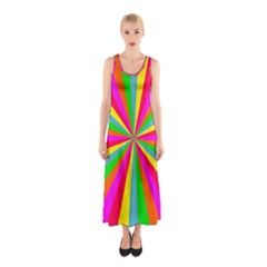 Neon Rainbow Mini Burst Sleeveless Maxi Dress by PodArtist