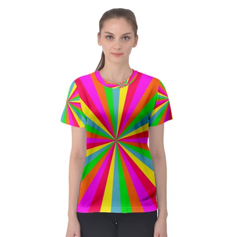 Neon Rainbow Mini Burst Women s Sport Mesh Tee by PodArtist