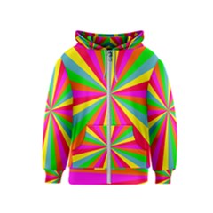 Neon Rainbow Mini Burst Kids  Zipper Hoodie by PodArtist