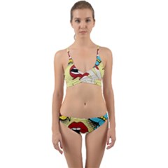 Pop Art   Wrap Around Bikini Set by Valentinaart