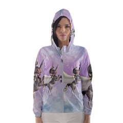 Cute Little Pegasus In The Sky, Cartoon Hooded Windbreaker (women) by FantasyWorld7