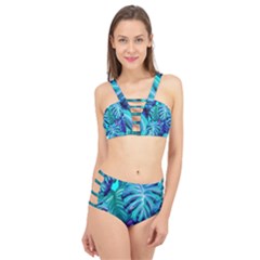 Leaves Tropical Palma Jungle Cage Up Bikini Set by Sapixe