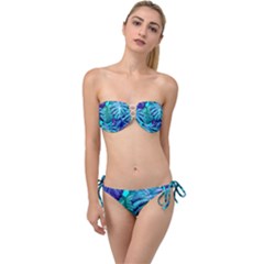 Leaves Tropical Palma Jungle Twist Bandeau Bikini Set by Sapixe