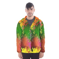 Embroidery Dab Color Spray Hooded Windbreaker (men) by Sapixe