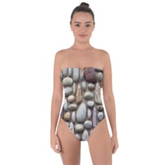 The Stones Facade Wall Building Tie Back One Piece Swimsuit by Sapixe