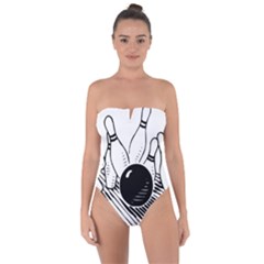 Bowling Ball Sport Tie Back One Piece Swimsuit by AnjaniArt