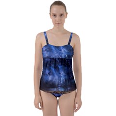 Lighting Flash Fire Wallpapers Night City Town Meteor Twist Front Tankini Set by AnjaniArt