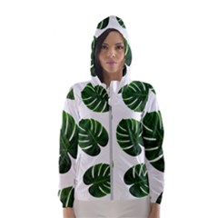 Tropical Imitation Green Leaves Hawaiian Green Hooded Windbreaker (women) by AnjaniArt