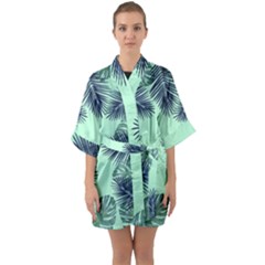 Tropical Leaves Green Leaf Quarter Sleeve Kimono Robe by AnjaniArt