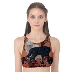 Awesome Black And White Wolf Tank Bikini Top by FantasyWorld7