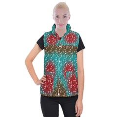 Teal Music Heart Music Women s Button Up Vest