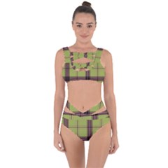 Avocado Green Plaid Bandaged Up Bikini Set 