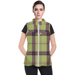 Avocado Green Plaid Women s Puffer Vest