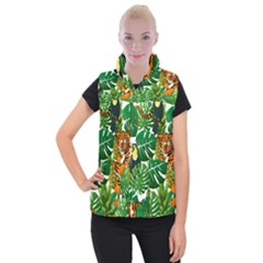 Tropical Pelican Tiger Jungle Women s Button Up Vest