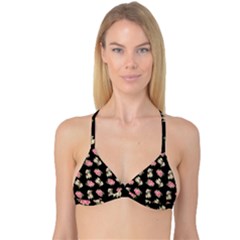 Retro Dog Floral Pattern Reversible Tri Bikini Top