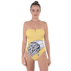 Pop Art French Fries Tie Back One Piece Swimsuit by Valentinaart