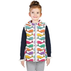 Fish Whale Cute Animals Kid s Hooded Puffer Vest by Alisyart