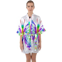 Rainbow Butterfly Quarter Sleeve Kimono Robe by amazinganimals