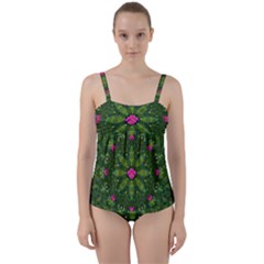 The Most Sacred Lotus Pond  With Bloom    Mandala Twist Front Tankini Set by pepitasart